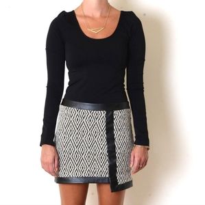 Ella Moss Faux Wrap Mini Skirt in Black and White Diamond Print. Size Large